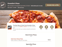 Tablet Screenshot of goombaspizzamenu.com